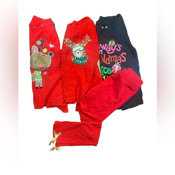 unbranded Other - 4 PIECE CHRISTMAS SET 3 TOPS 1 PANTS RAINDEER NICE LIST FOR GIRLS SIZE 4